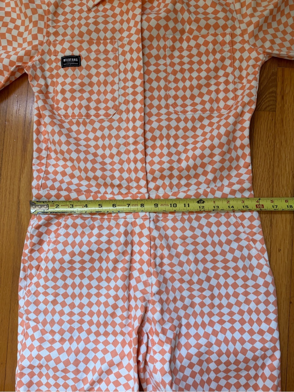 Wildfang Essential Optic Check Orange Checkered Coverall Jumpsuit Size XS - NWOT - Picture 11 of 13